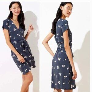 Loft Gray/Pink Cherry Print True Wrap Dress (172)